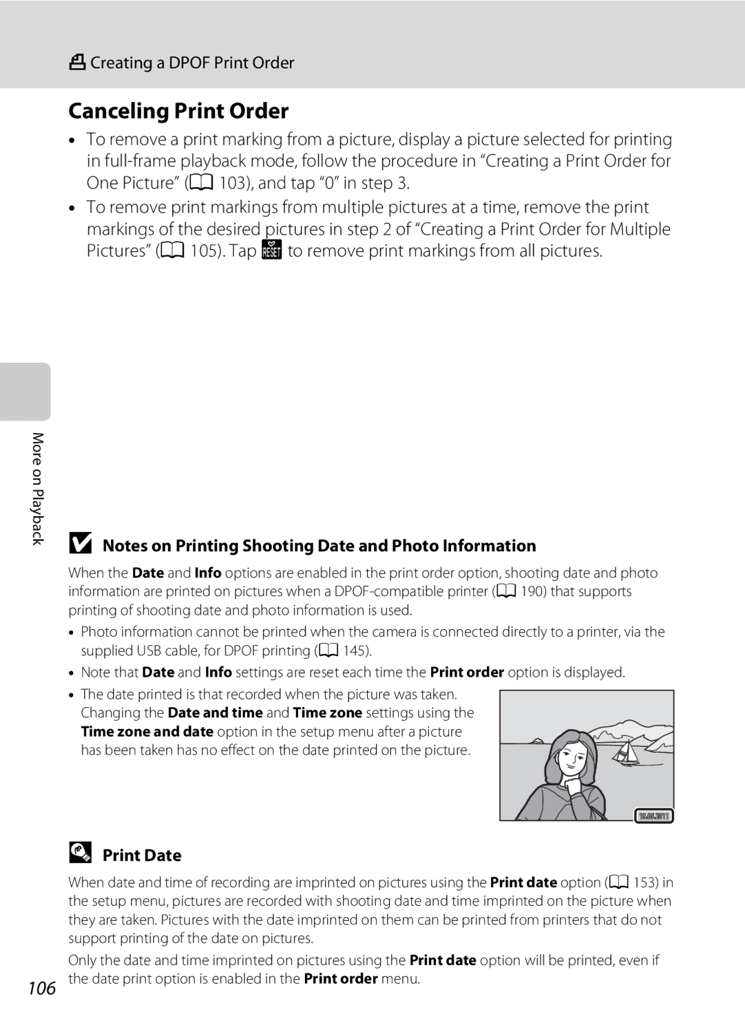 Nikon COOLPIXS4100SLV, COOLPIXS4100BLK, COOLPIXS4100PLMDKIT, COOLPIXS4300PLUM user manual Canceling Print Order, Print Date 