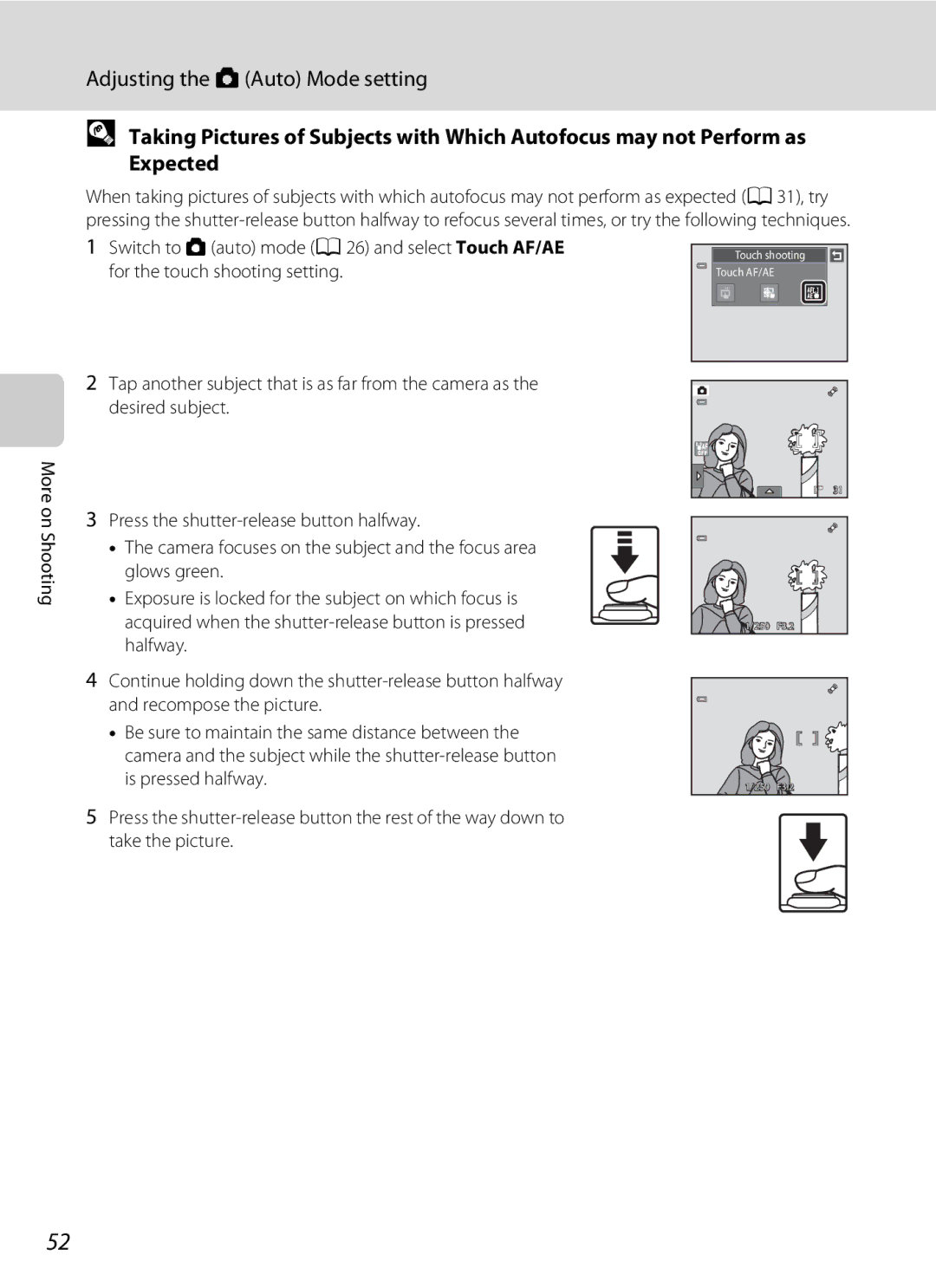 Nikon COOLPIXS4100BLK, COOLPIXS4100PLMDKIT, COOLPIXS4300PLUMKIT, COOLPIXS4100SLV Adjusting the a Auto Mode setting 