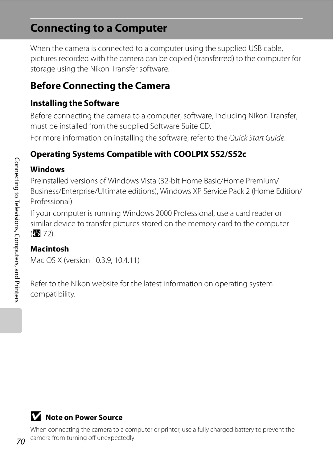 Nikon COOLPIXS52MB, COOLPIXS52CR user manual Connecting to a Computer, Before Connecting the Camera, Installing the Software 