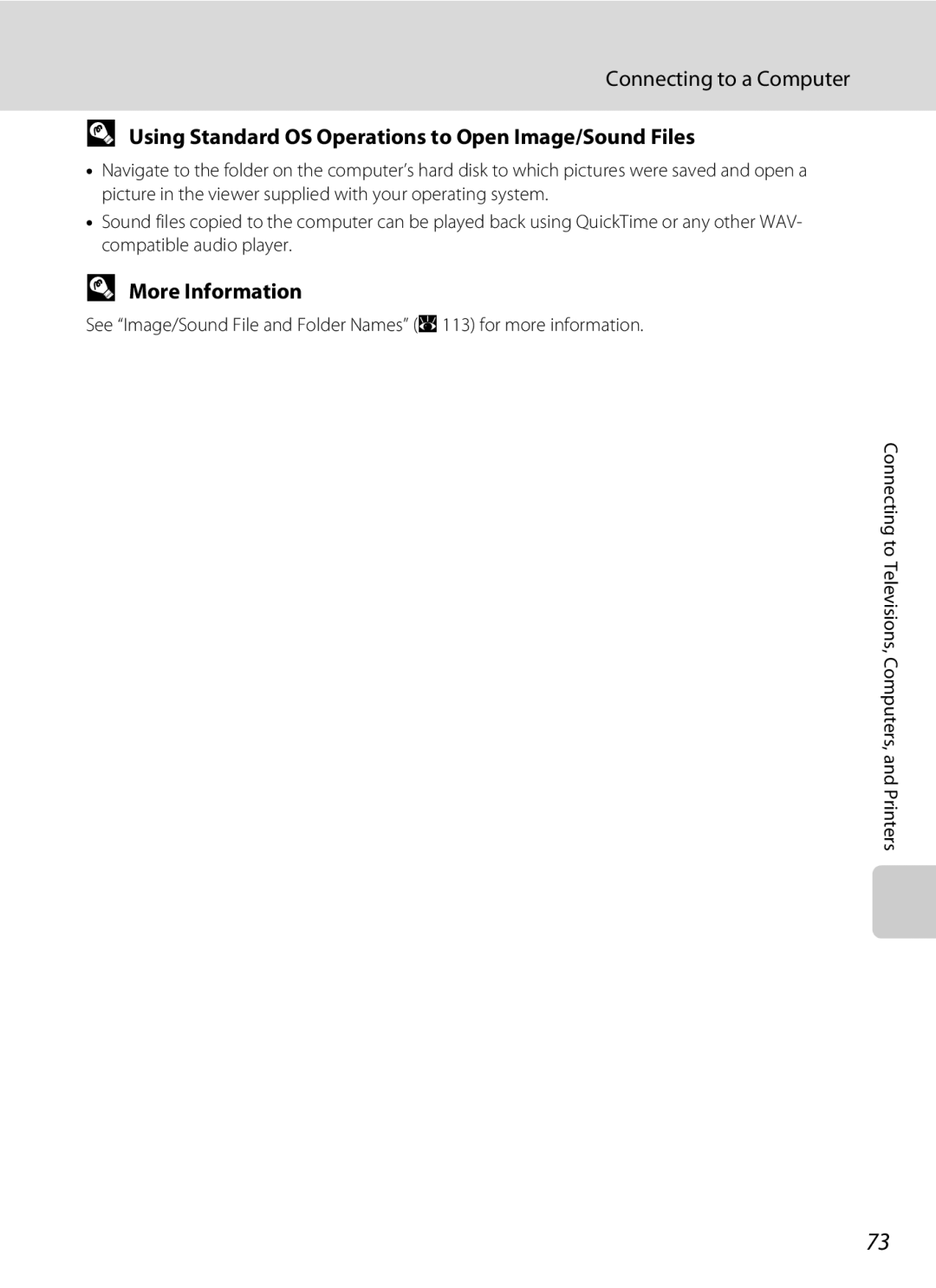 Nikon COOLPIXS52CR, COOLPIXS52MB user manual Using Standard OS Operations to Open Image/Sound Files, More Information 