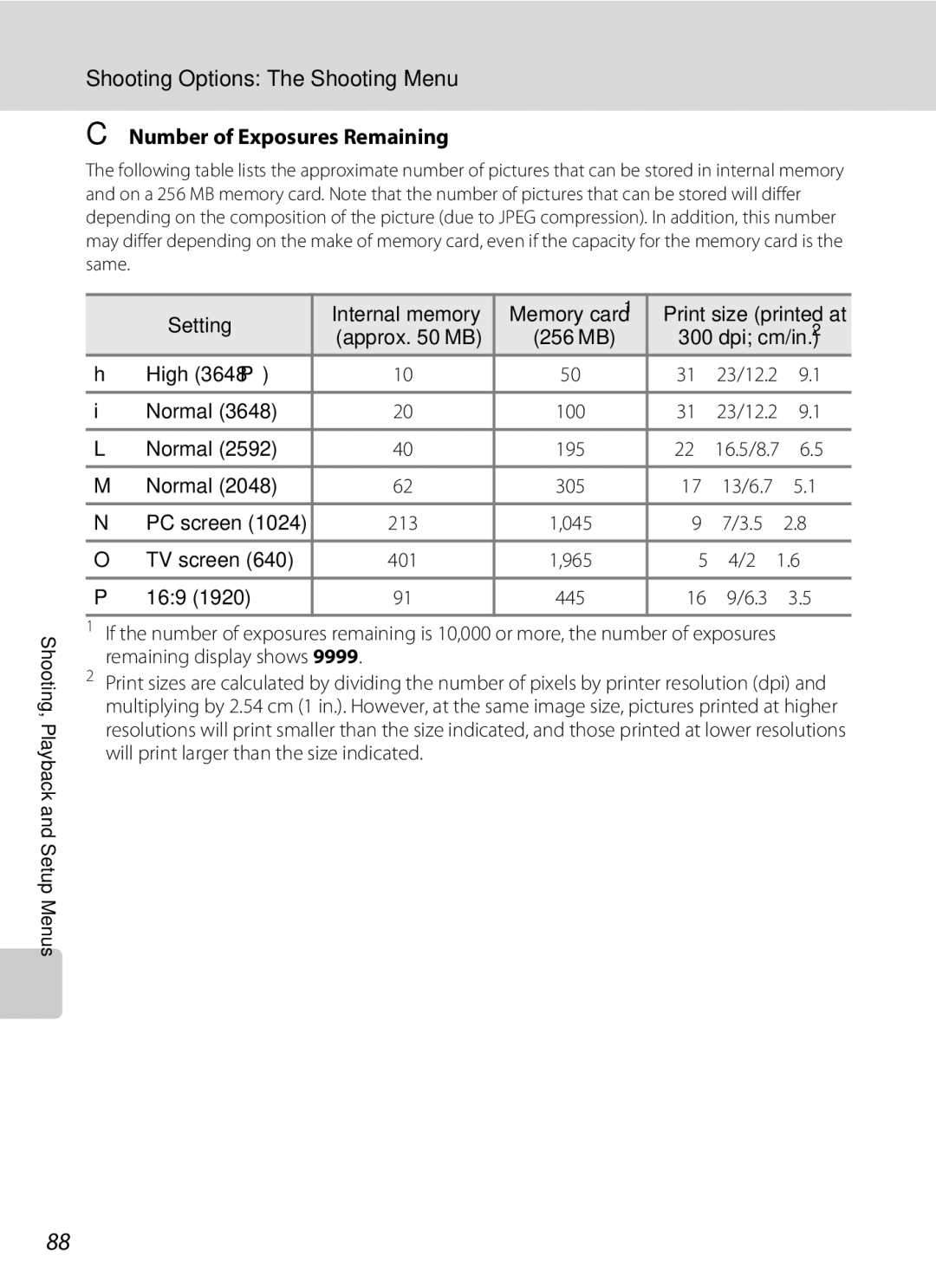 Nikon COOLPIXS550GB, COOLPIXS550P, COOLPIXS550CB user manual Number of Exposures Remaining 