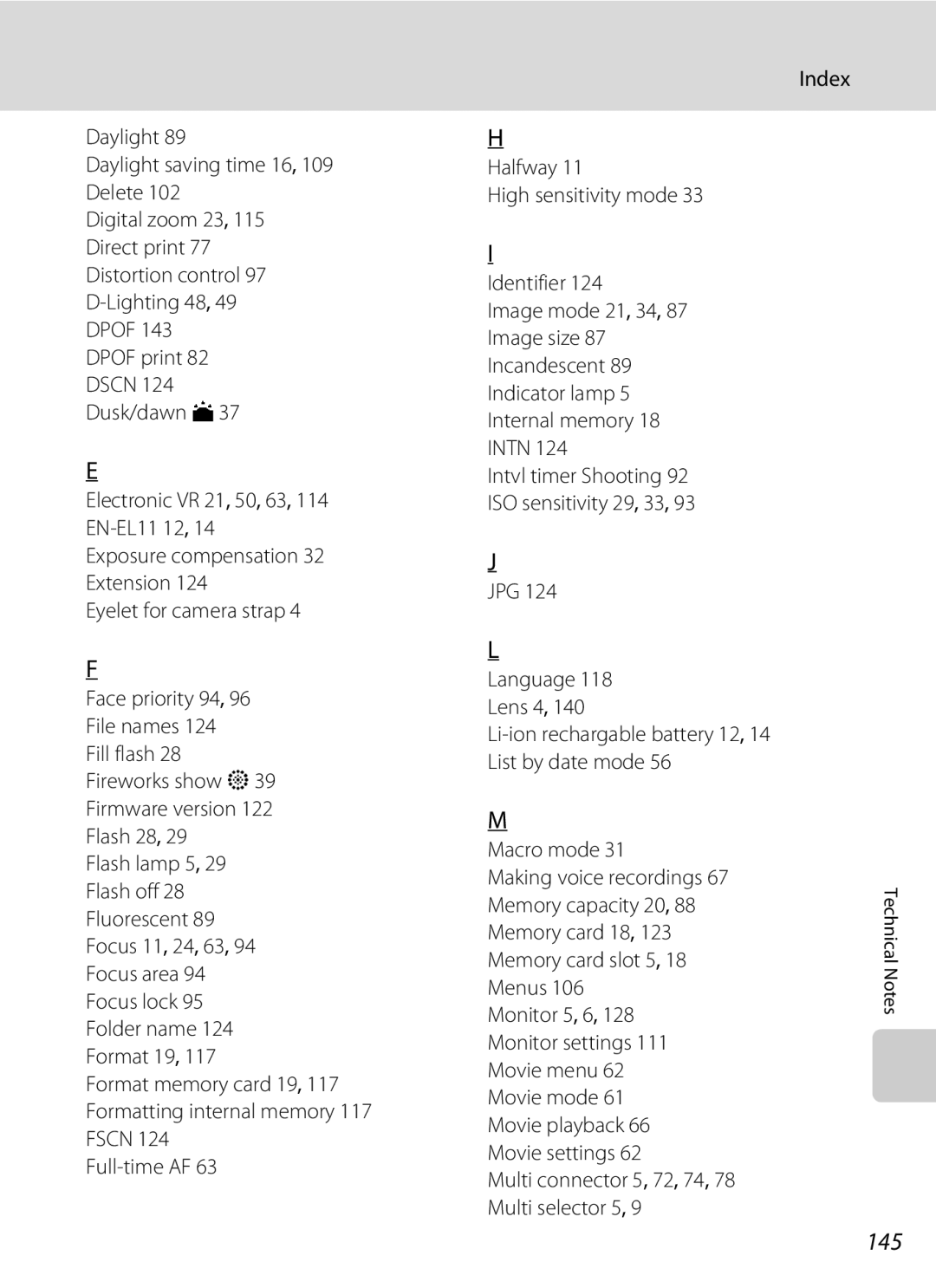 Nikon COOLPIXS550GB, COOLPIXS550P, COOLPIXS550CB user manual 145 