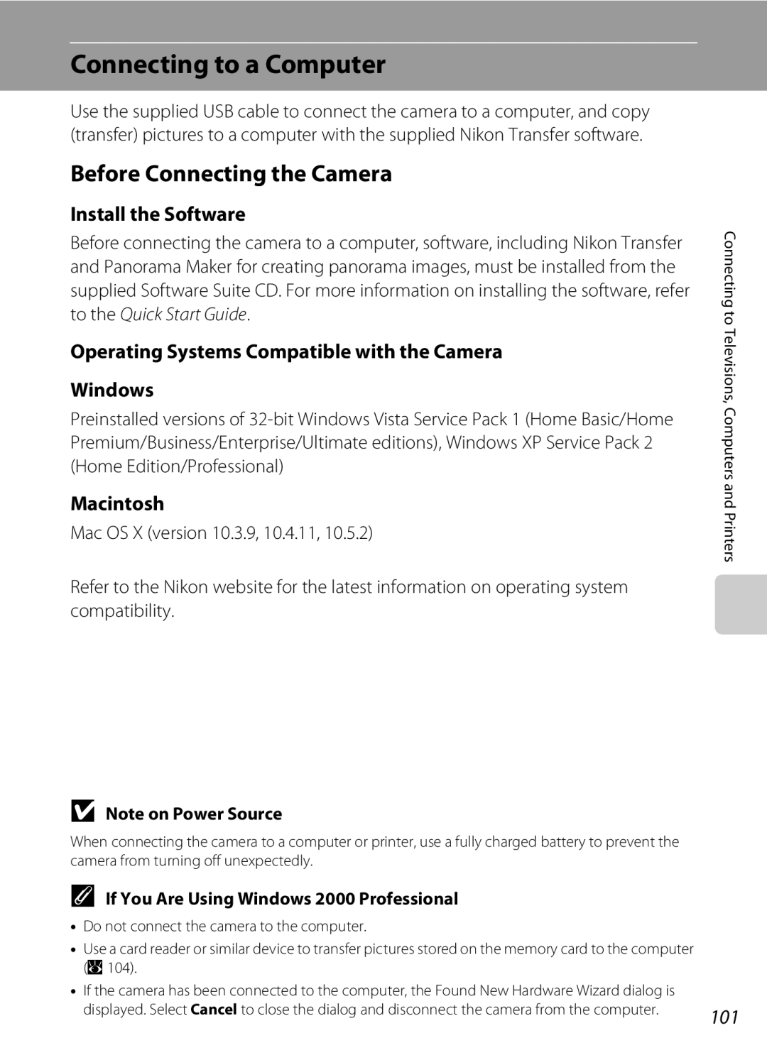 Nikon COOLPIXS60BK, COOLPIXS60RED Connecting to a Computer, Before Connecting the Camera, Install the Software, Macintosh 