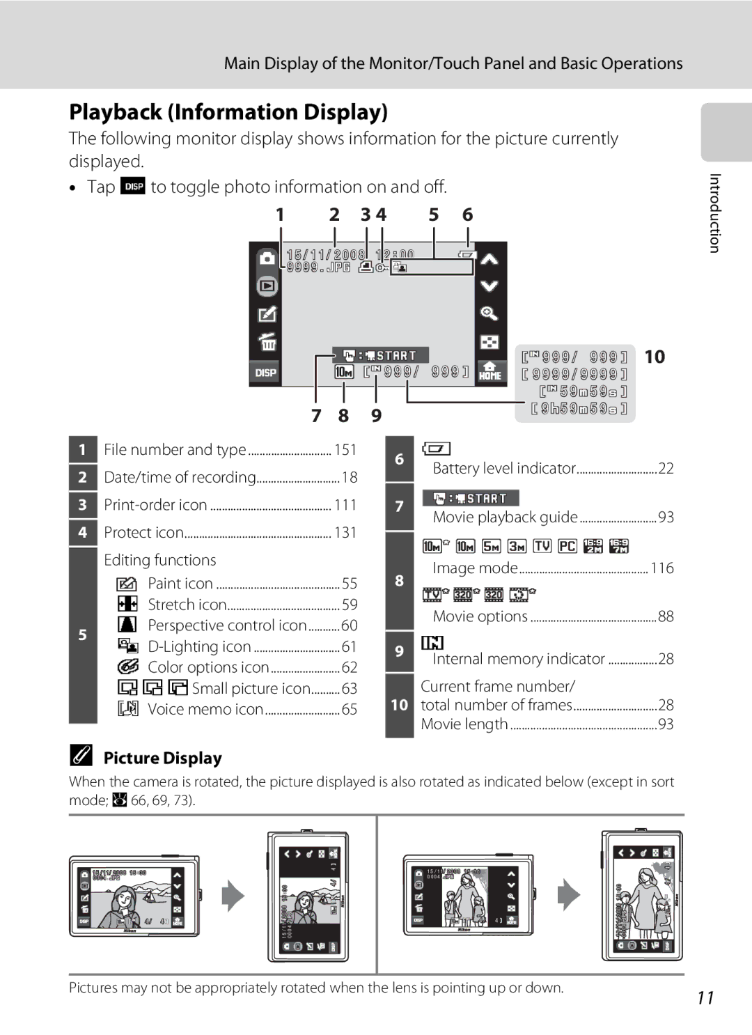 Nikon COOLPIXS60BK, COOLPIXS60RED, COOLPIXS60PNK user manual Playback Information Display, Picture Display 