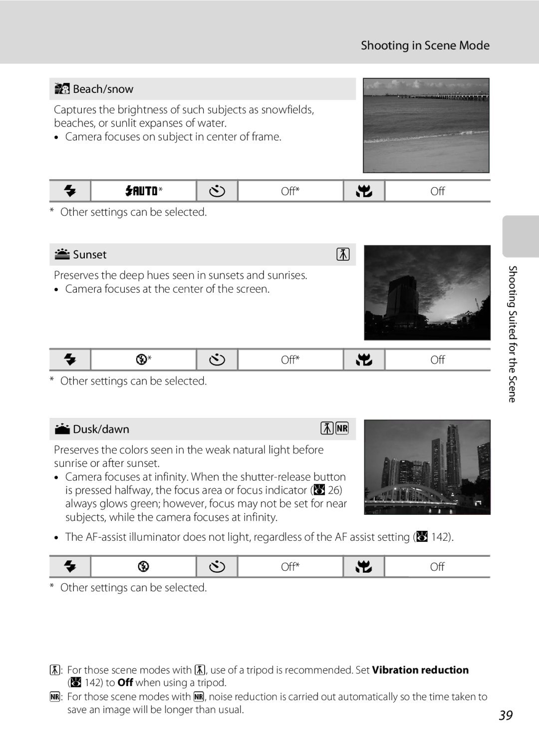 Nikon COOLPIXS60RED, COOLPIXS60PNK, COOLPIXS60BK user manual Beach/snow, Camera focuses on subject in center of frame Off 