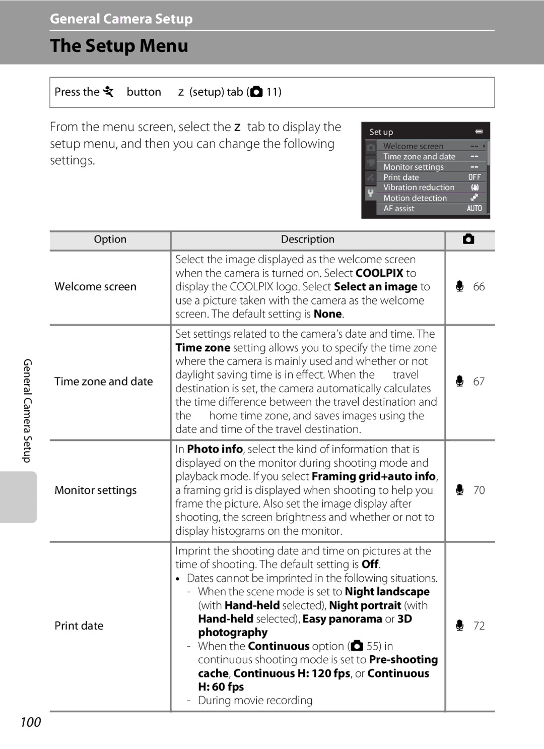 Nikon S9200, COOLPIXS9300SIL, COOLPIXS9300BLK Setup Menu, 100, Hand-held selected, Easy panorama or 3D, Photography, 60 fps 