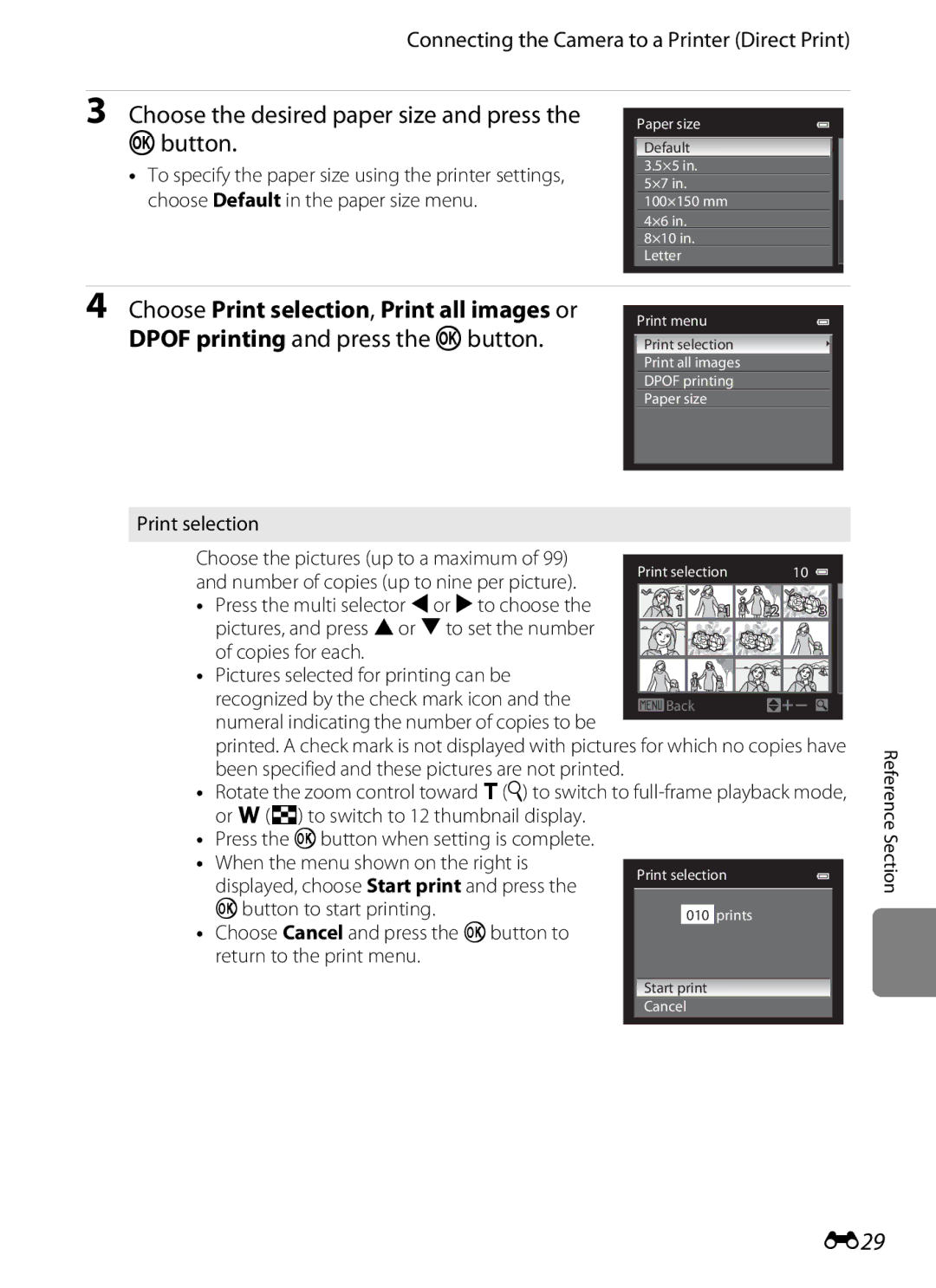 Nikon S9300, S9200 manual E29, Print selection Choose the pictures up to a maximum, Number of copies up to nine per picture 