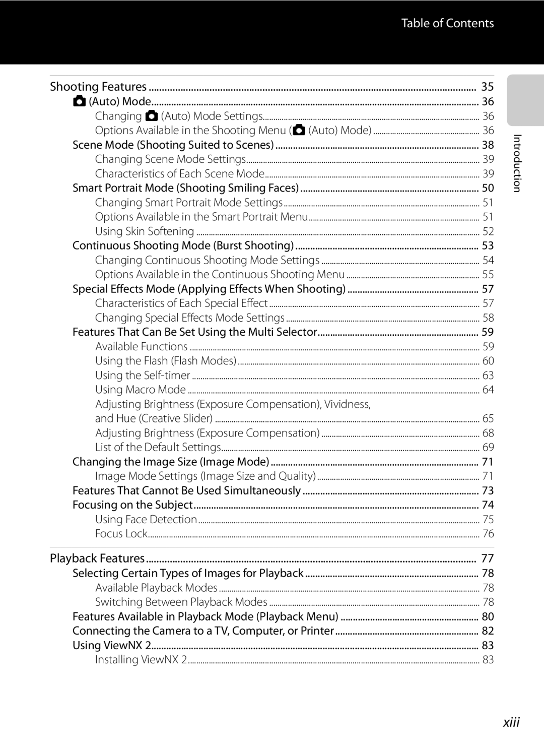 Nikon COOLPIXS9300BLK, COOLPIXS9300SIL, S9200 manual Xiii, Table of Contents 