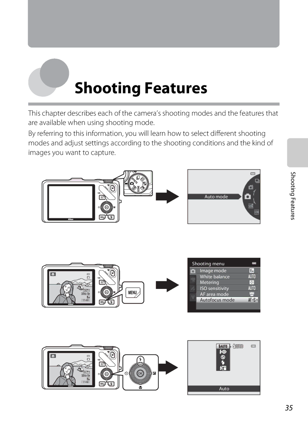 Nikon COOLPIXS9300SIL, S9200, COOLPIXS9300BLK manual Shooting Features 