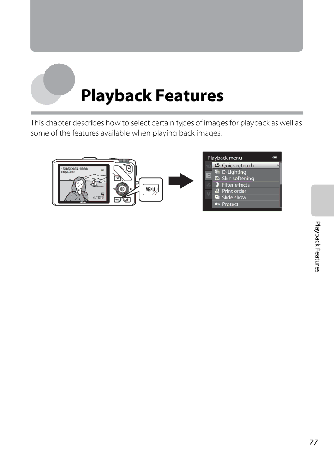 Nikon COOLPIXS9300BLK, COOLPIXS9300SIL, S9200 manual Playback Features 