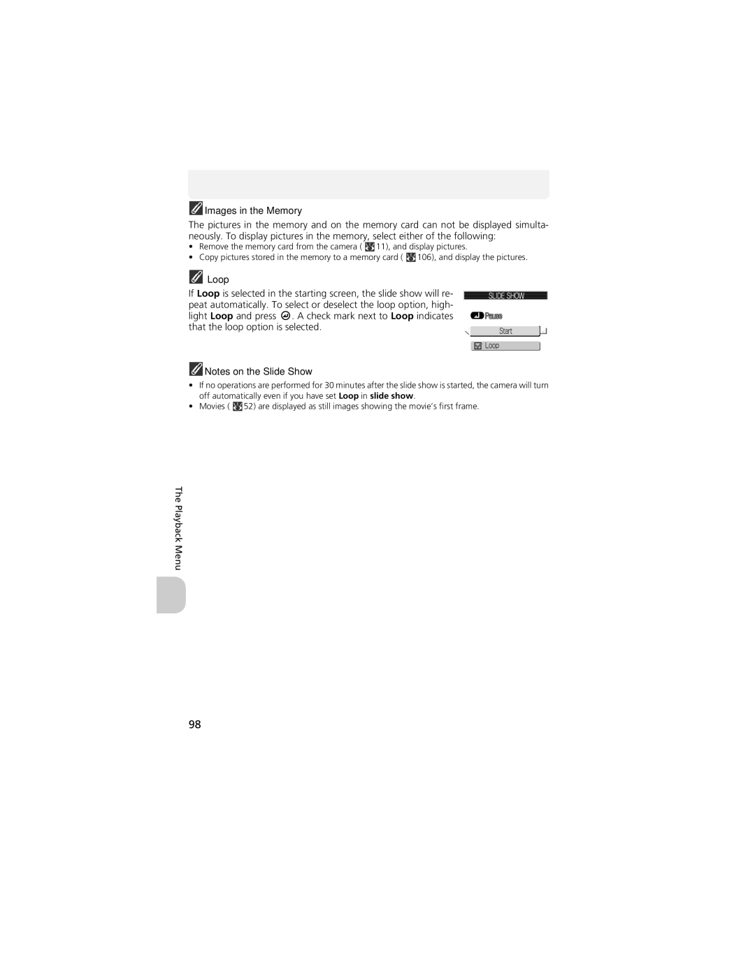 Nikon CP4200 manual Images in the Memory, Loop 