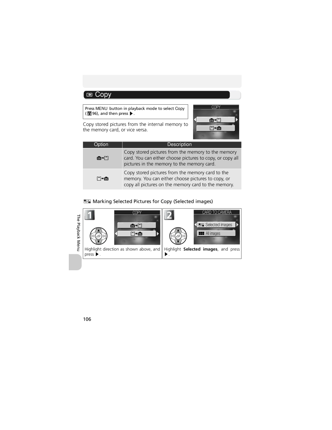 Nikon CP4200 manual Marking Selected Pictures for Copy Selected images 