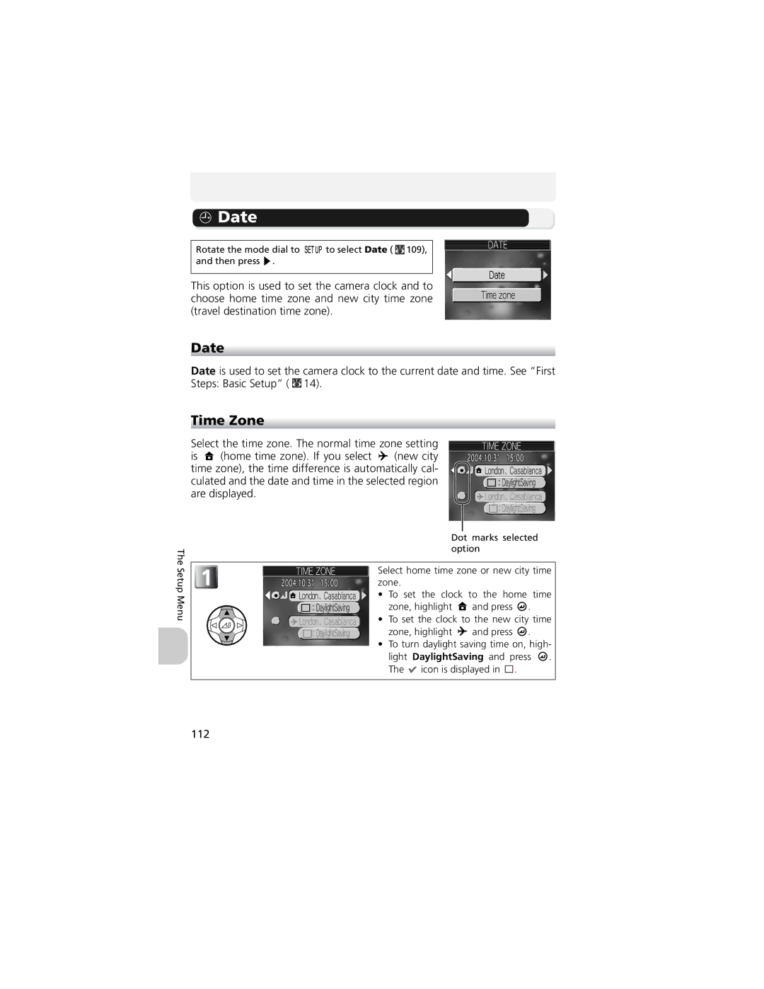 Nikon CP4200 manual Date, Time Zone, 112 