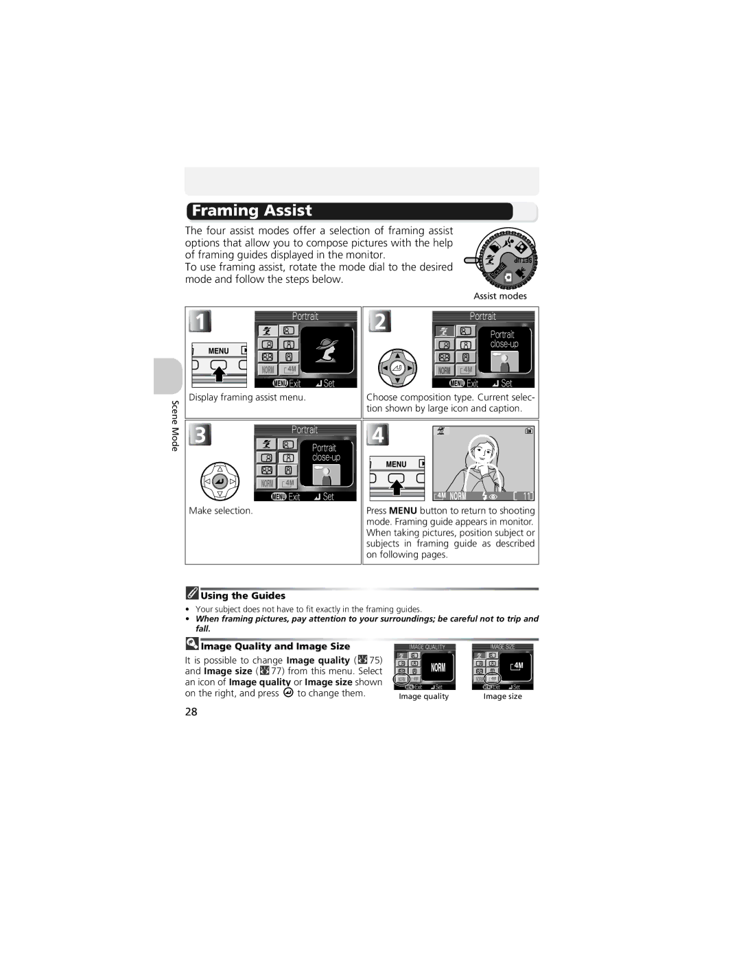 Nikon CP4200 manual Framing Assist, Using the Guides, Image Quality and Image Size 