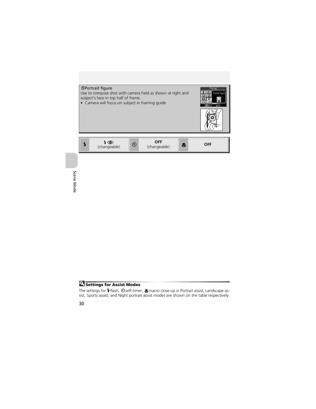 Nikon CP4200 manual Settings for Assist Modes 