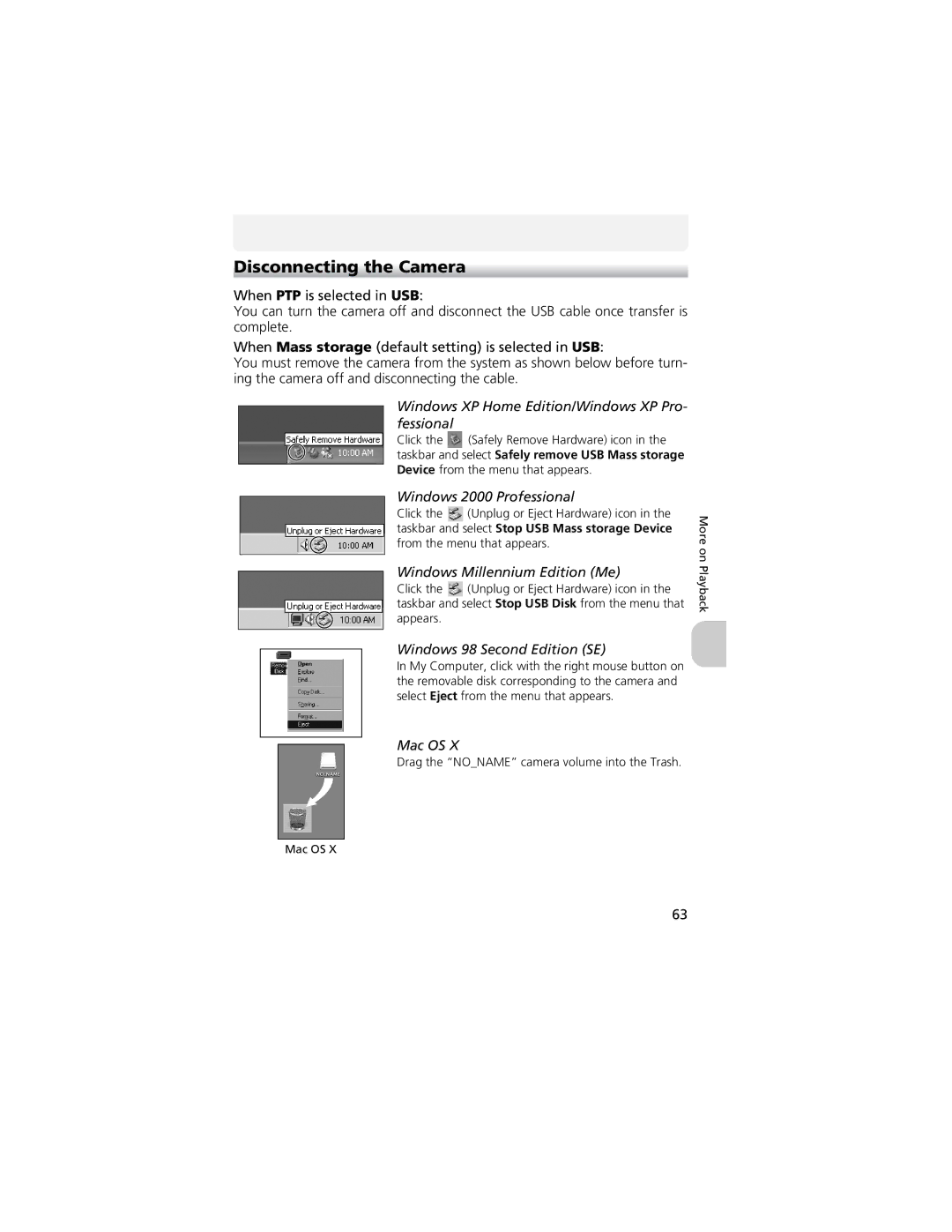 Nikon CP4200 manual Disconnecting the Camera, Windows XP Home Edition/Windows XP Pro- fessional 