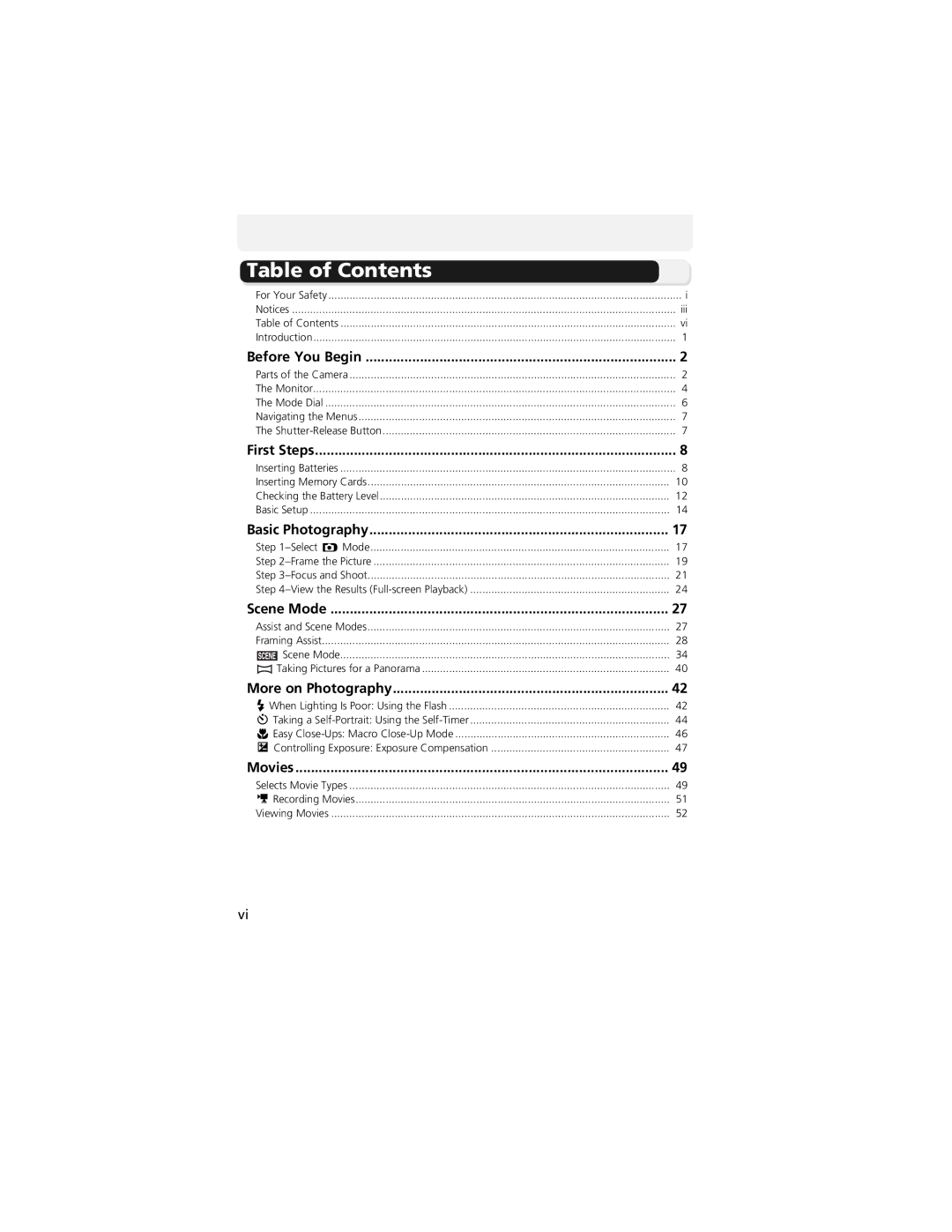 Nikon CP4200 manual Table of Contents 