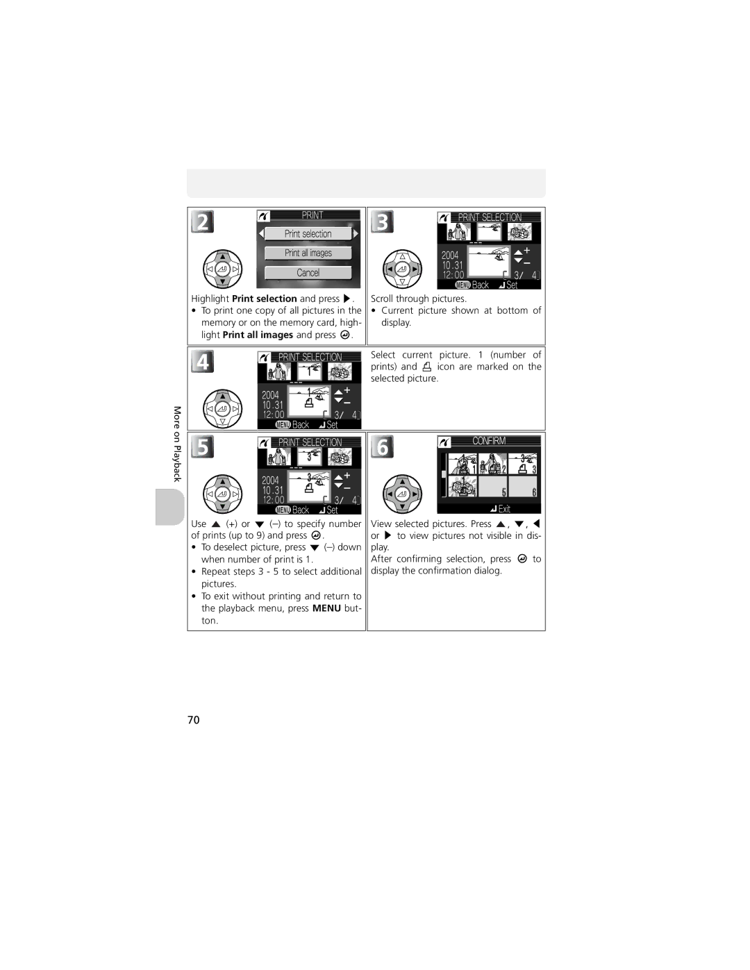 Nikon CP4200 manual Highlight Print selection and press 