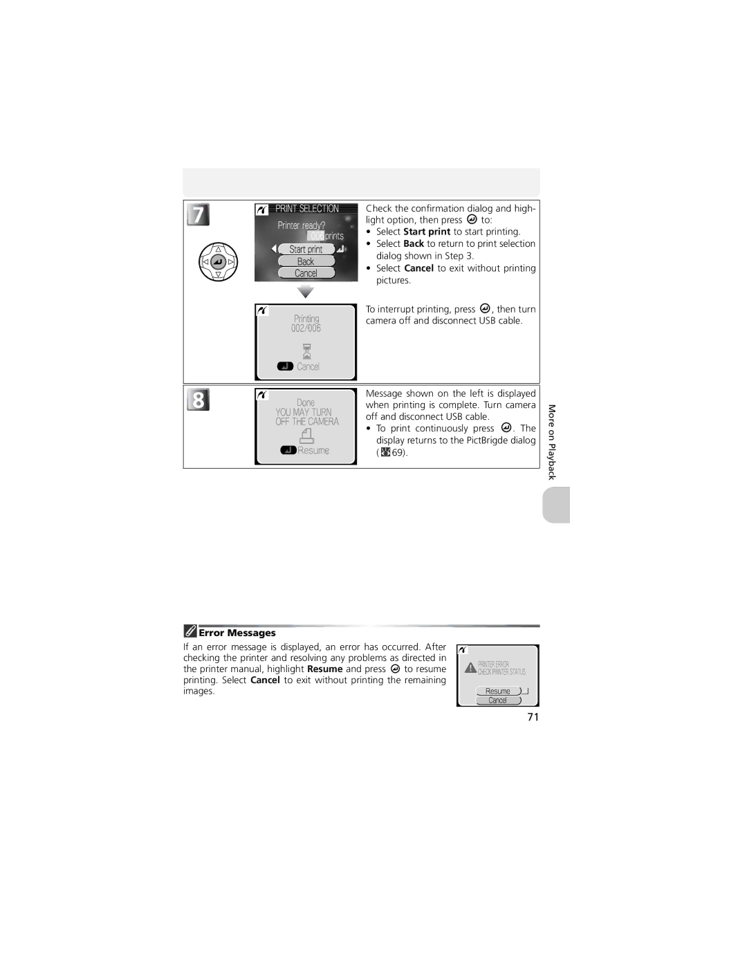 Nikon CP4200 manual Error Messages 