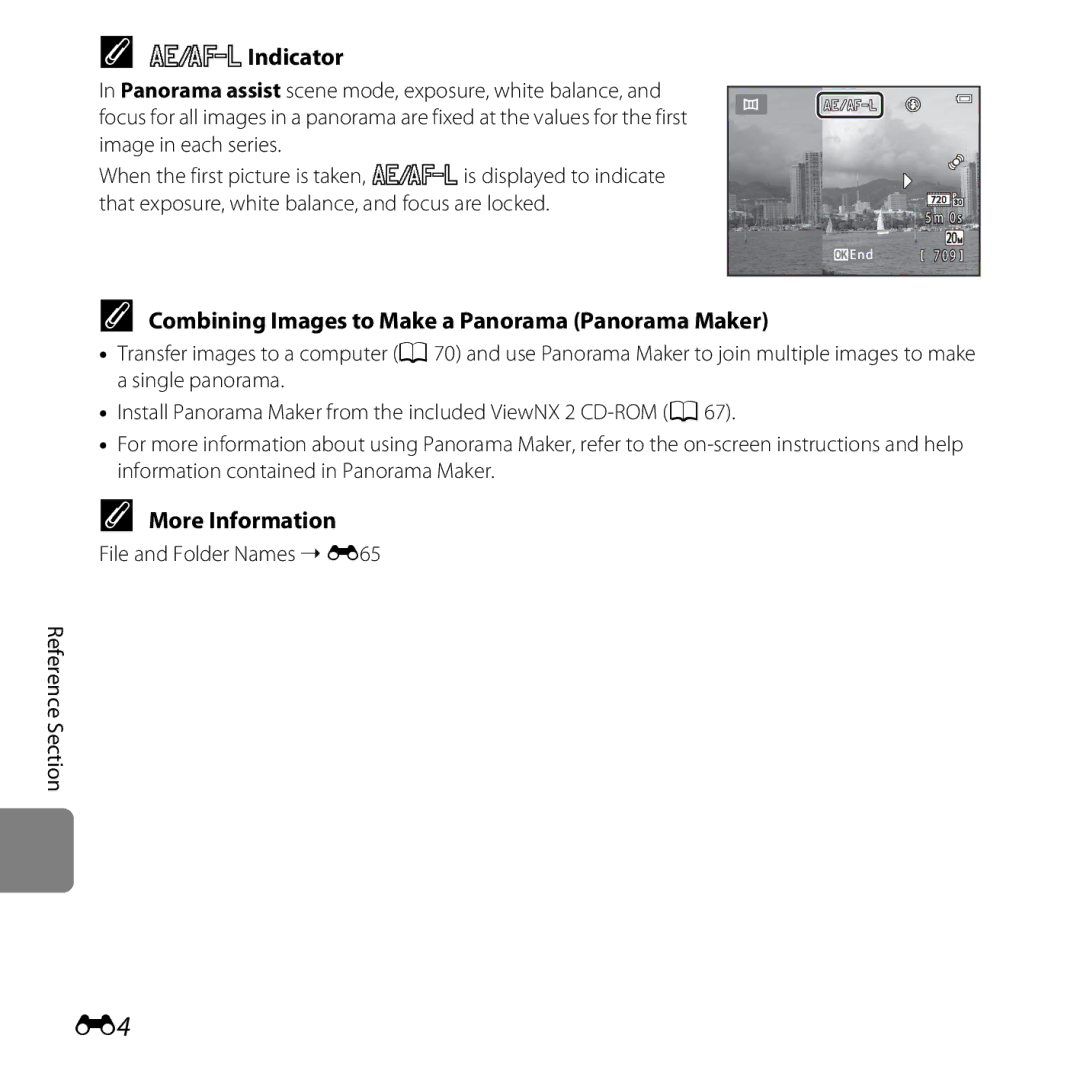 Nikon L28 Red RIndicator, Combining Images to Make a Panorama Panorama Maker, File and Folder Names E65 Reference Section 