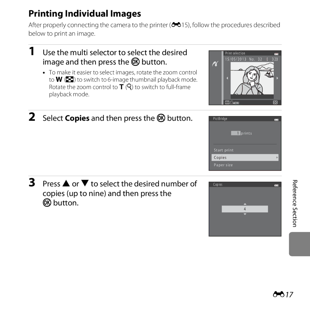 Nikon L28 Black, CT3A03 11, L28 Red, COOLPIXL28SIL Printing Individual Images, Select Copies and then press the kbutton, E17 