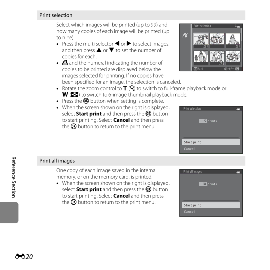 Nikon COOLPIXL28BLK, CT3A03 11, L28 Black, L28 Red, COOLPIXL28SIL manual E20, Images selected for printing. If no copies have 