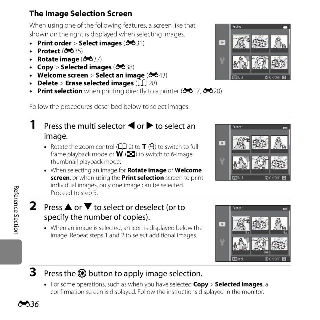 Nikon CT3A03 11, L28 Black, L28 Red, COOLPIXL28SIL, COOLPIXL28BLK, 6MN15911 03 manual Image Selection Screen, E36 