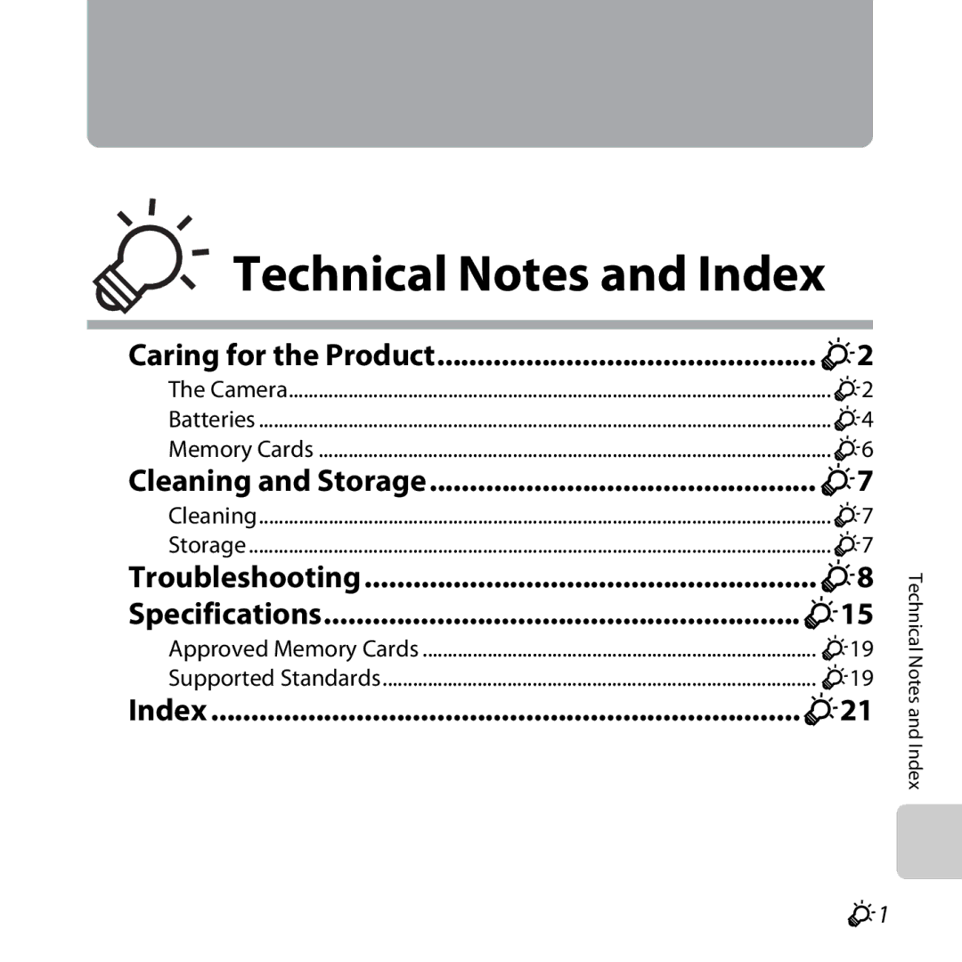 Nikon CT3A03 11, L28 Black, L28 Red, COOLPIXL28SIL, COOLPIXL28BLK, 6MN15911 03 manual Technical Notes and Index 