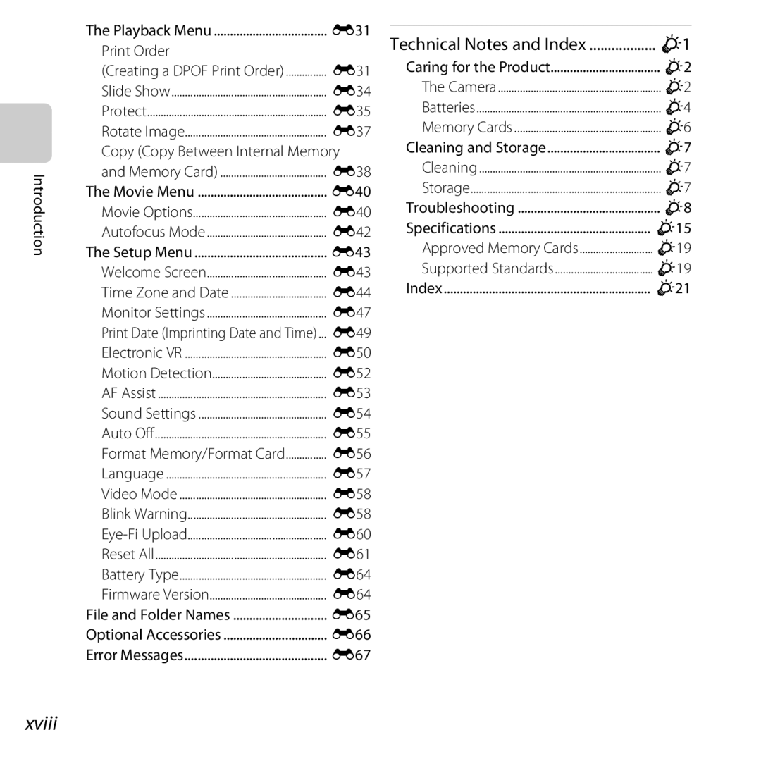 Nikon 6MN15911 03, CT3A03 11, L28 Black, L28 Red, COOLPIXL28SIL, COOLPIXL28BLK manual Xviii, F15, F19, F21 