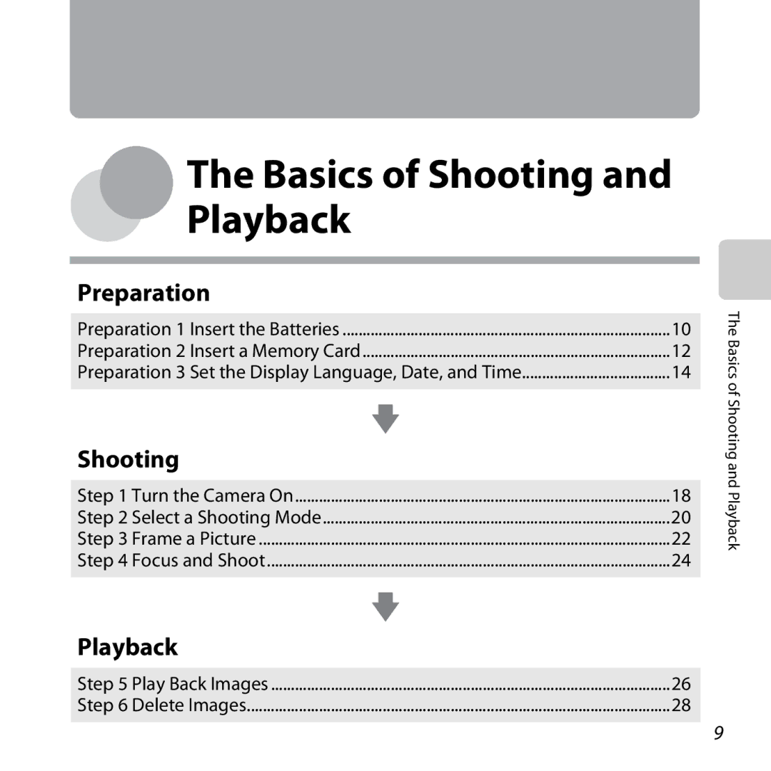 Nikon CT3A03 11, L28 Black manual Preparation 3 Set the Display Language, Date, and Time, Basics of Shooting and Playback 