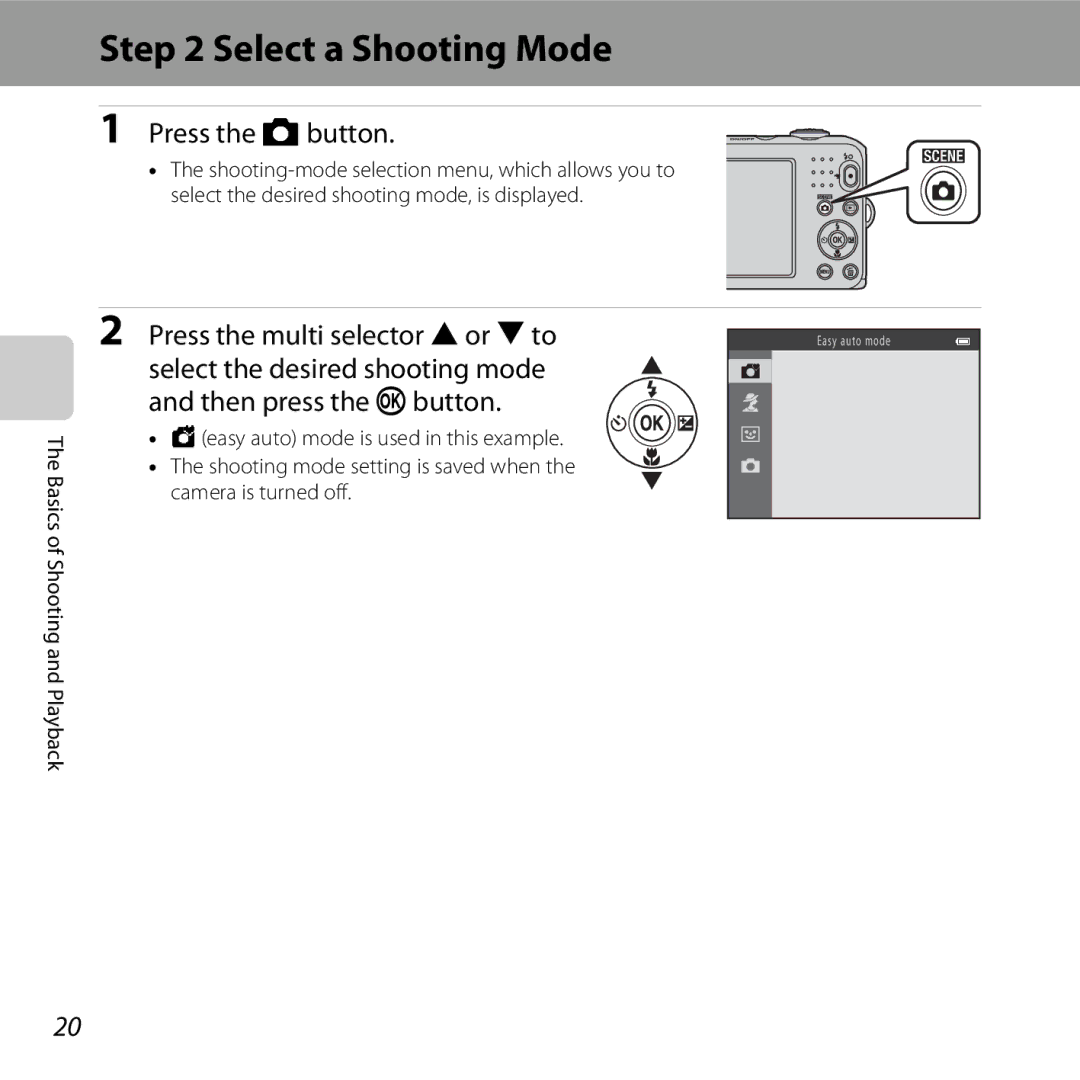 Nikon COOLPIXL28BLK, CT3A03 11, L28 Red Select a Shooting Mode, Select the desired shooting mode and then press the kbutton 