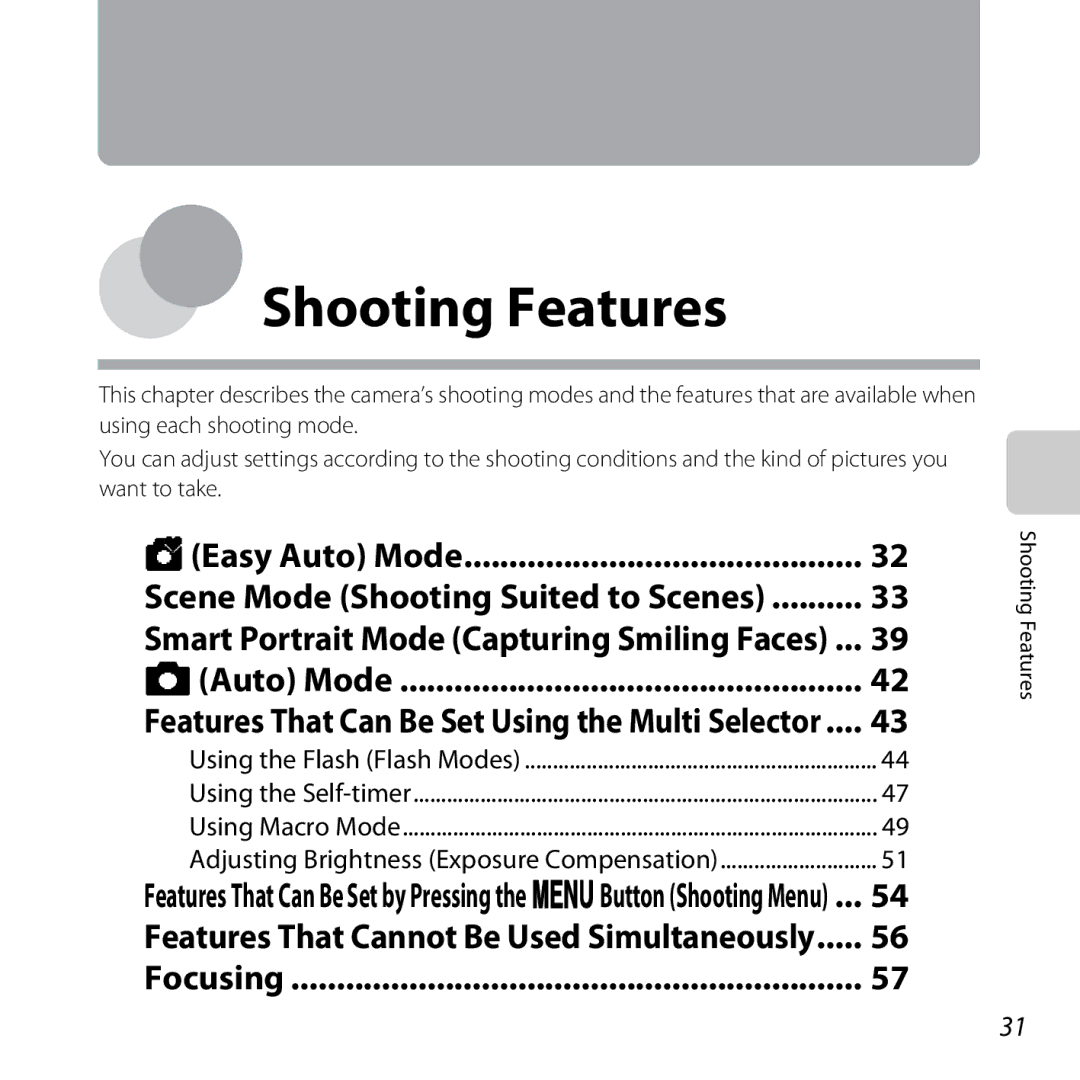 Nikon L28 Black, CT3A03 11 Smart Portrait Mode Capturing Smiling Faces, Features That Can Be Set Using the Multi Selector 