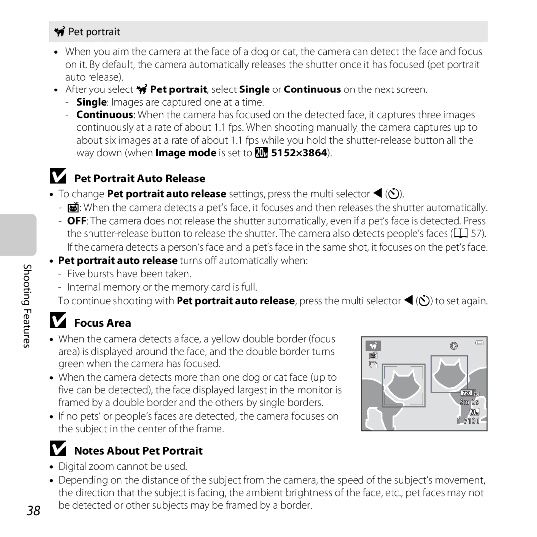 Nikon L28 Black Pet Portrait Auto Release, Focus Area, Shooting, Be detected or other subjects may be framed by a border 