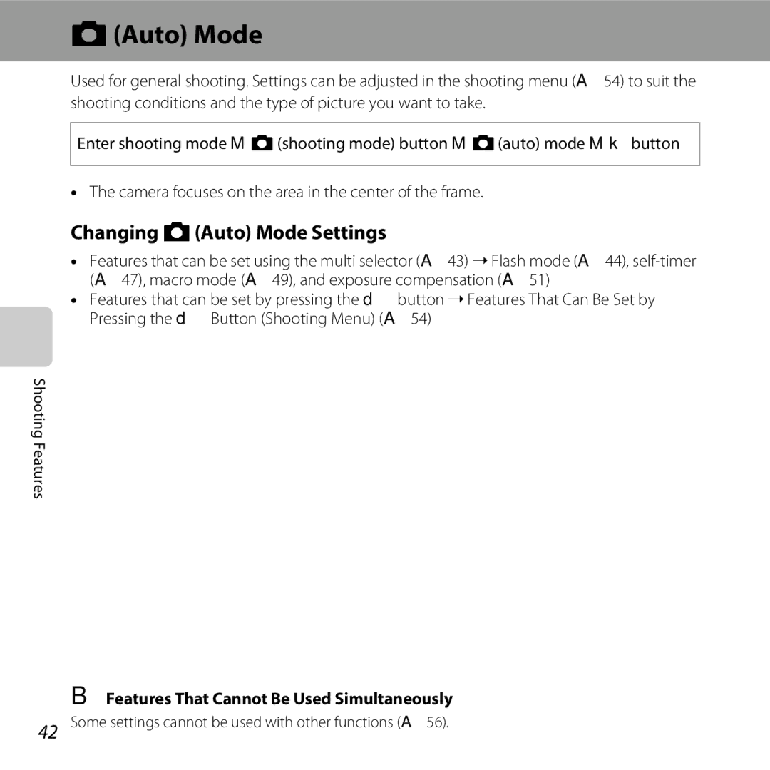 Nikon 6MN15911 03, CT3A03 11, L28 Black, L28 Red, COOLPIXL28SIL, COOLPIXL28BLK manual Changing AAuto Mode Settings 