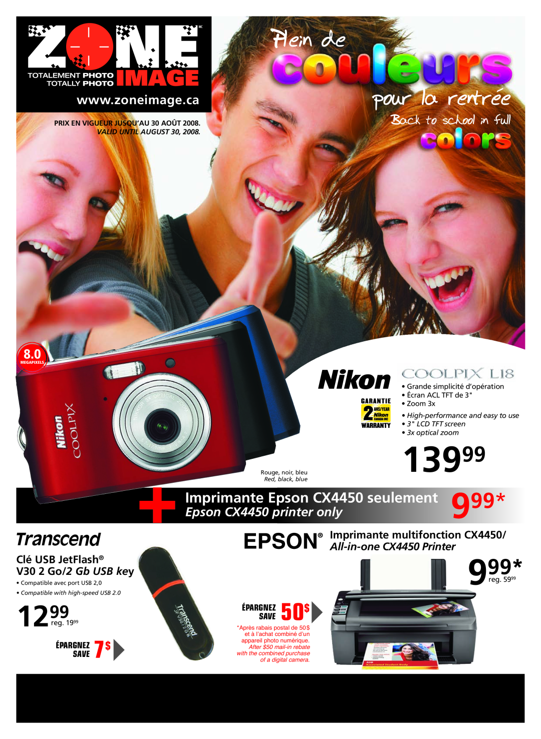 Nikon CX4450 manual 13999, •Grande simplicité d’opération •Écran ACL TFT de, Zoom, High-performanceand easy to use, Save 