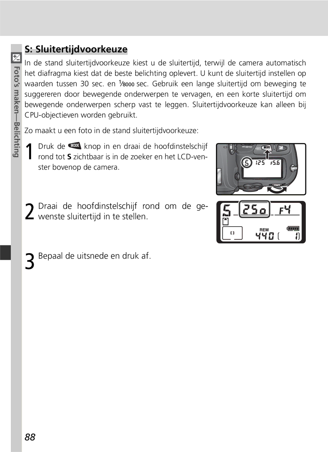 Nikon D2H manual Sluitertijdvoorkeuze 