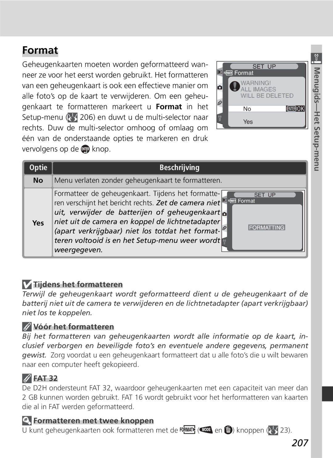 Nikon D2H manual Format, 207 