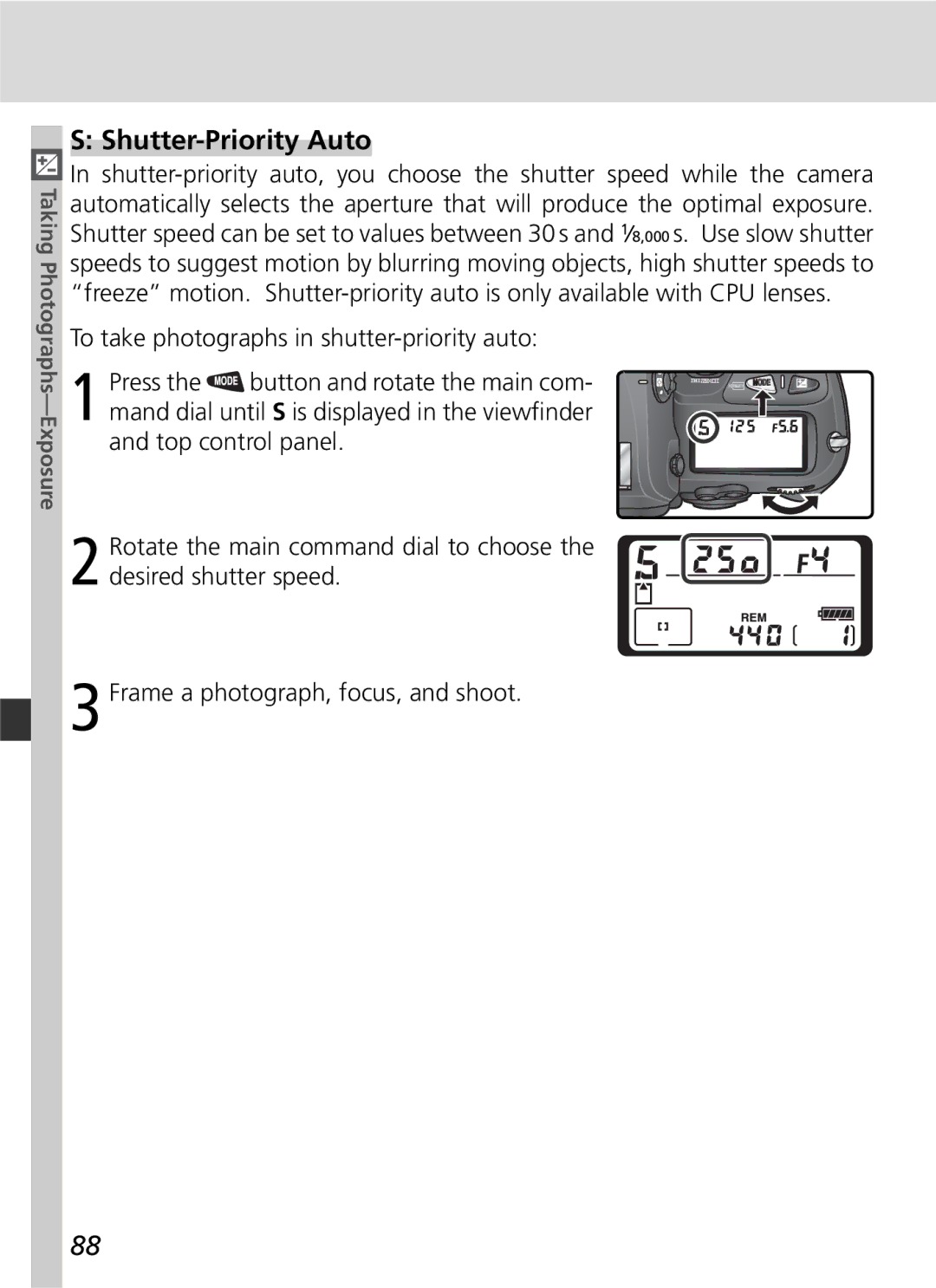 Nikon D2H manual Shutter-Priority Auto 