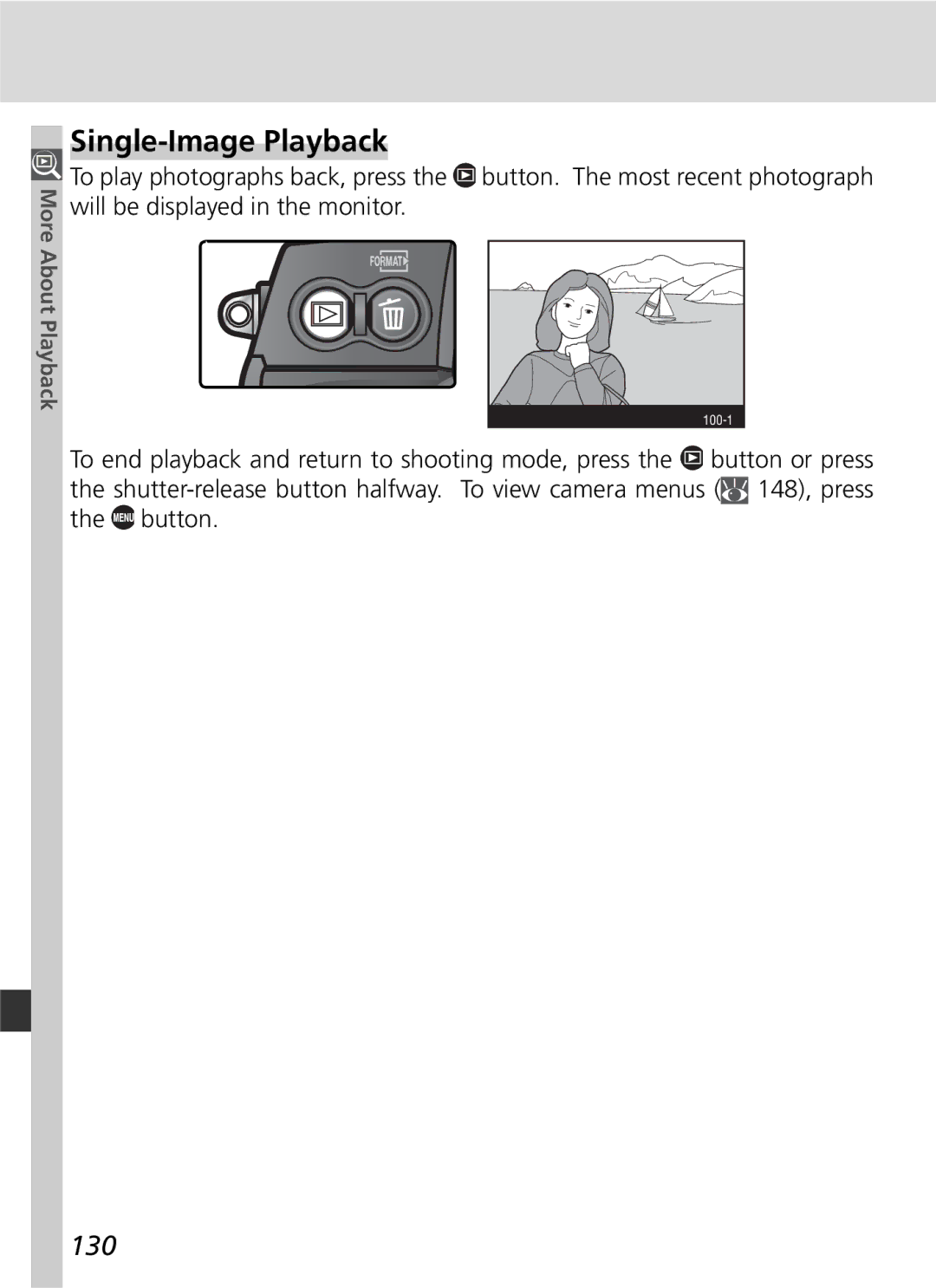 Nikon D2H manual Single-Image Playback, 130, More About Playback 