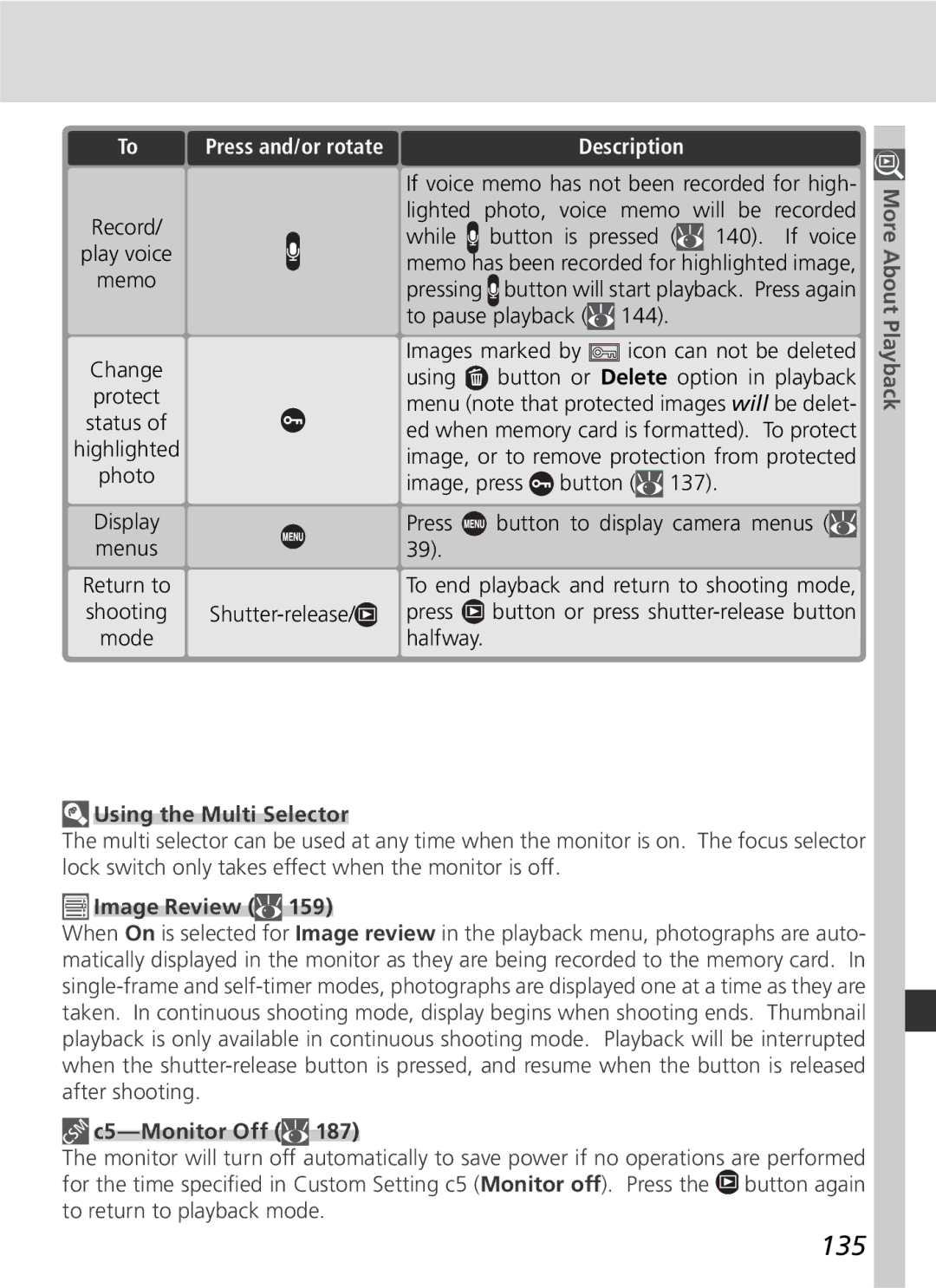 Nikon D2H manual 135, Using the Multi Selector 