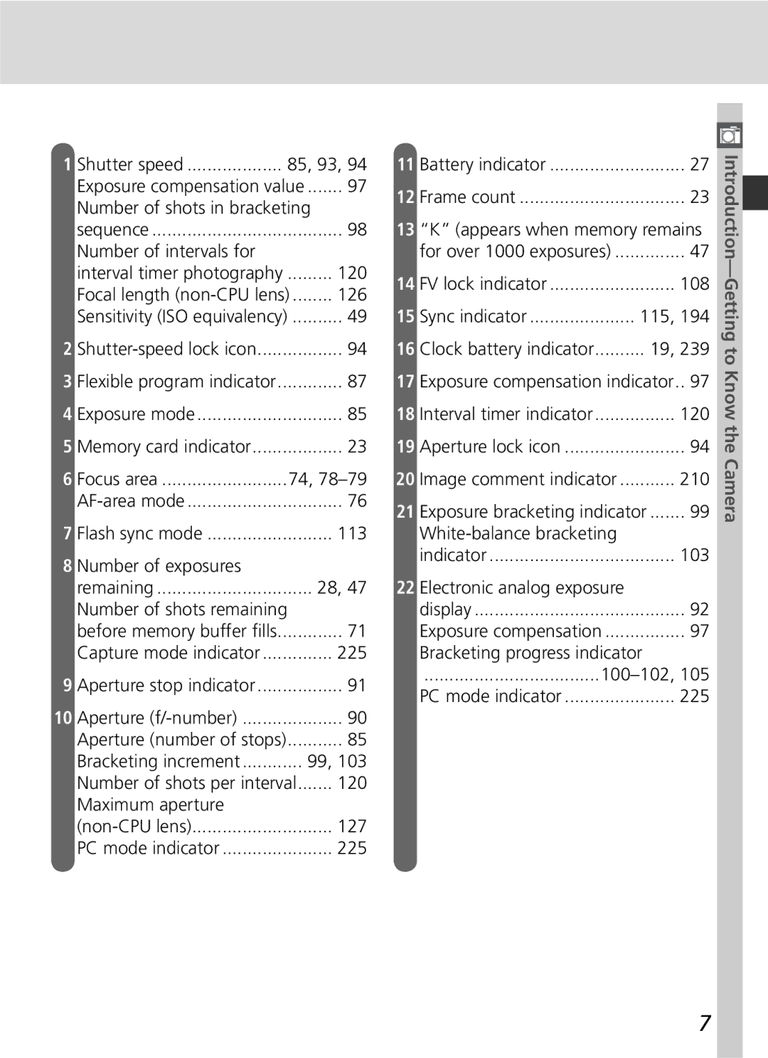 Nikon D2H Number of shots in bracketing, Number of intervals for Interval timer photography 120, 126, Number of exposures 