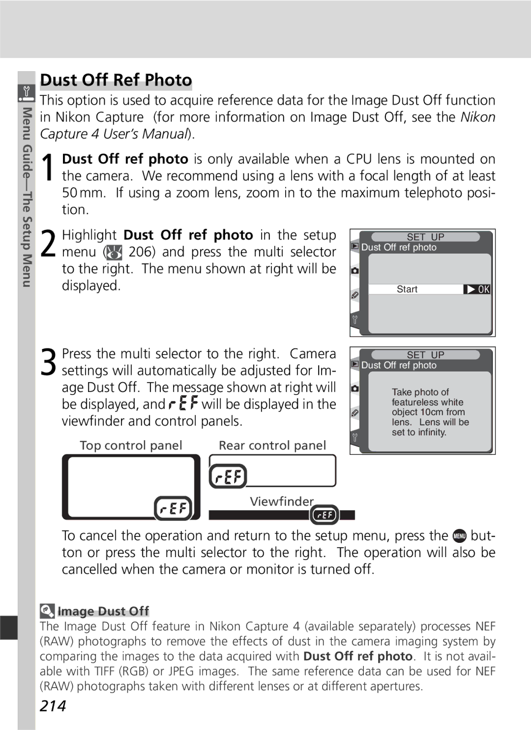 Nikon D2H manual Dust Off Ref Photo, 214, Image Dust Off 