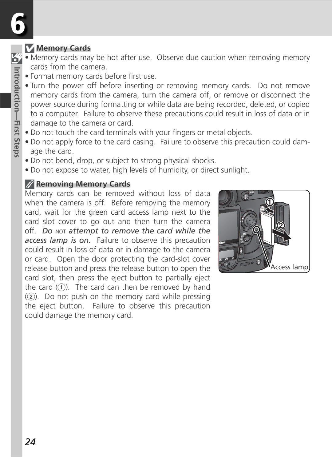 Nikon D2H manual Removing Memory Cards 