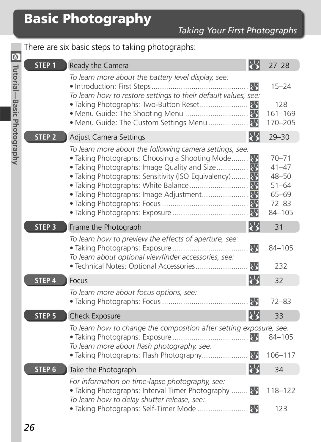 Nikon D2H manual Taking Your First Photographs, Tutorial-Basic Photography 