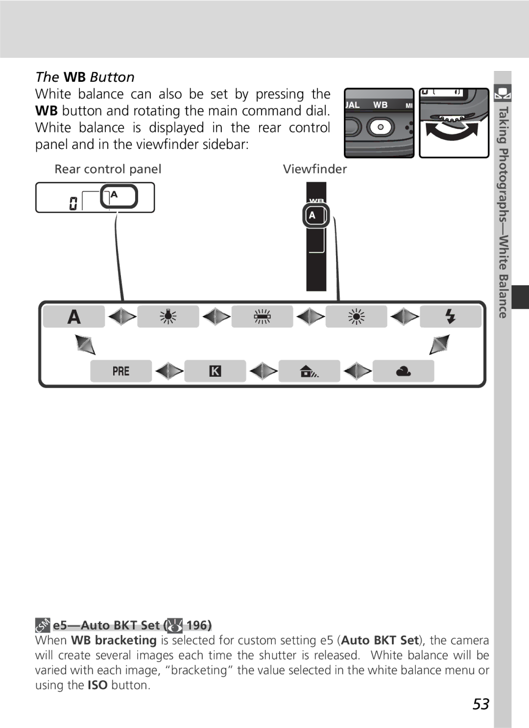 Nikon D2H manual WB Button, E5-Auto BKT Set 