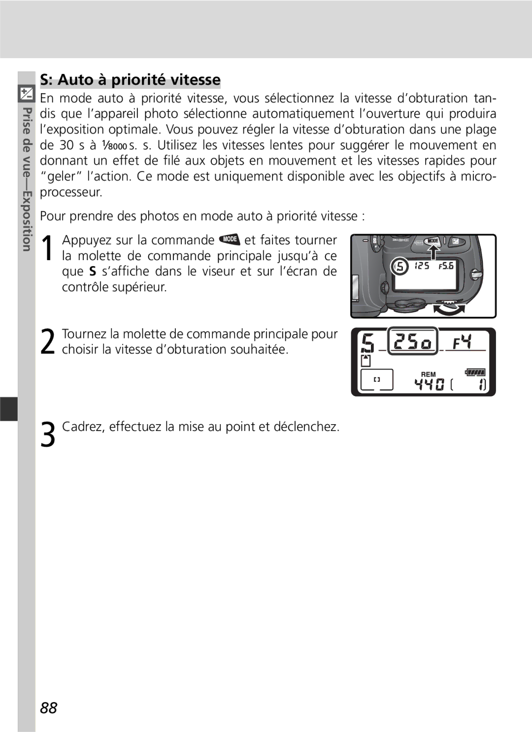 Nikon D2H manual Auto à priorité vitesse 