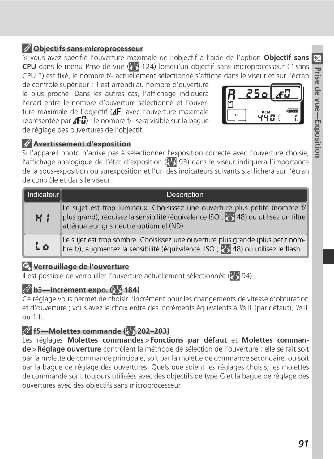 Nikon D2H manual Verrouillage de l’ouverture 