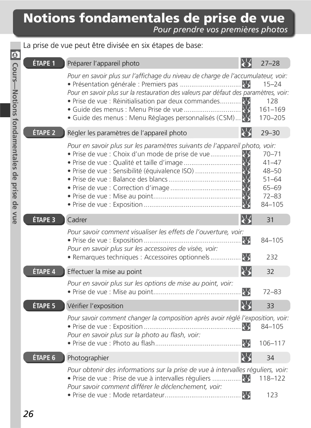 Nikon D2H manual Notions fondamentales de prise de vue, Pour prendre vos premières photos 