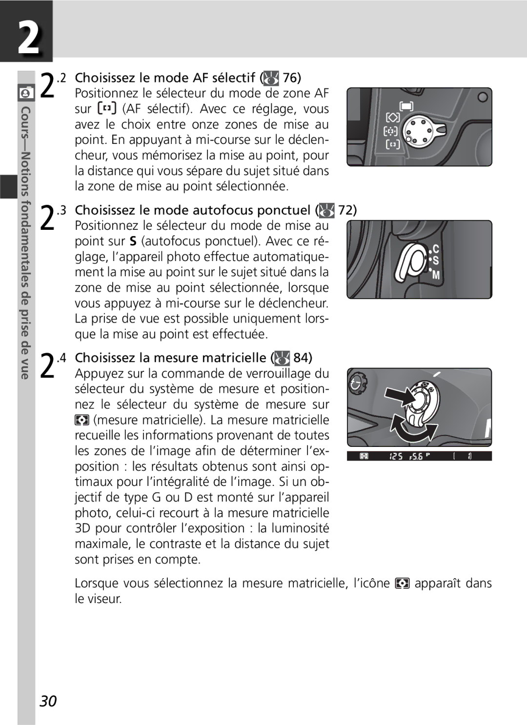 Nikon D2H manual Cours-Notions fondamentales de prise de vue 