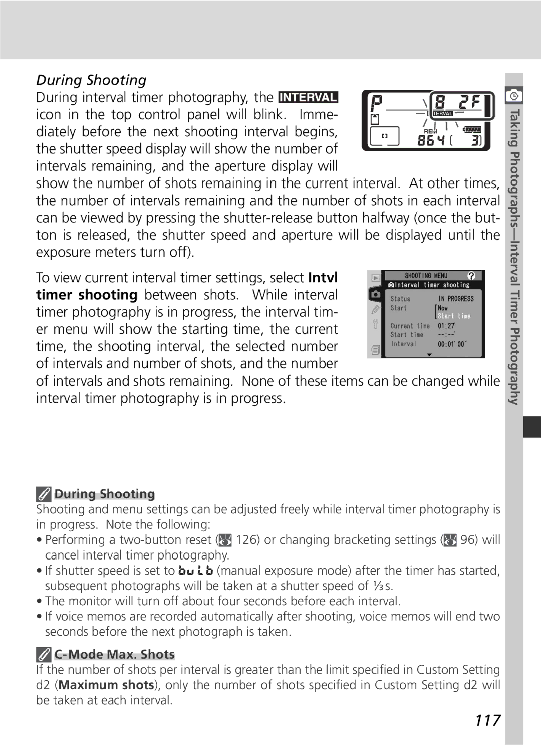 Nikon D2Hs manual 117, During Shooting, Mode Max. Shots 